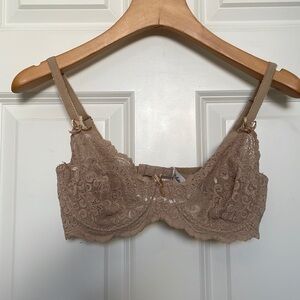 Beige stretch lace bra